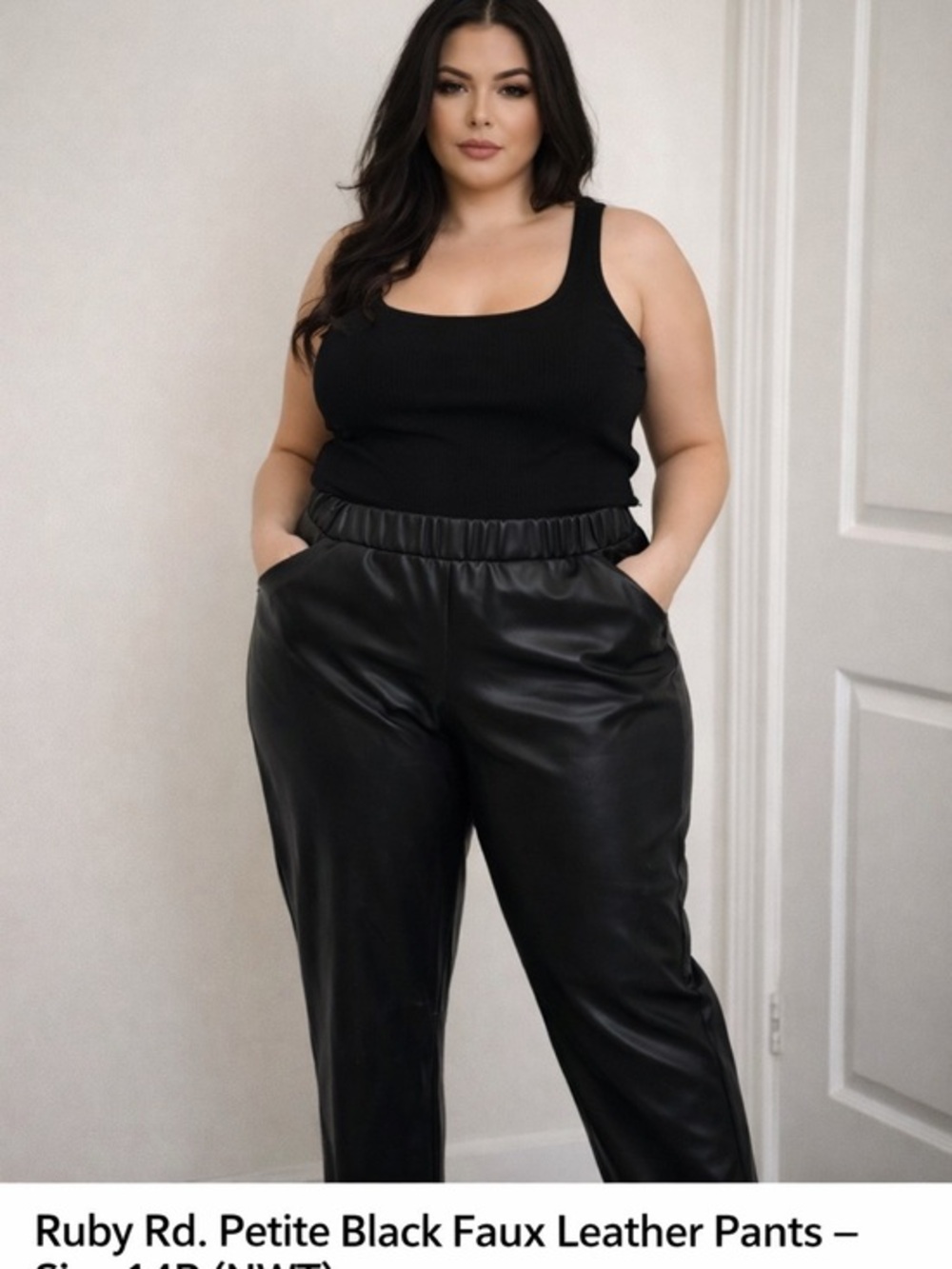 Ruby Rd. Black Faux Leather Pull-On Trousers